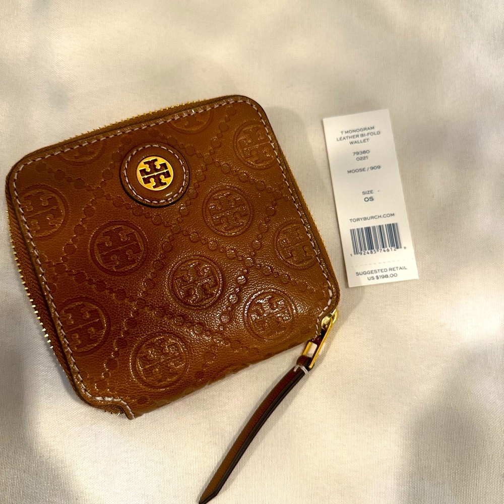 Tory Burch T Monogram Embossed Leather Bifold Wallet